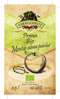 Bio mentás alma párlat - Prima 500ml 46% /Virágoskút Kft./
