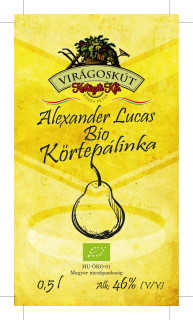 Bio körtepálinka - Alexander Lucas 500ml 46% /Virágoskút Kft./