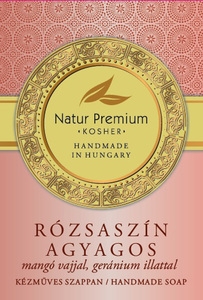 Rózsaszín agyagos szappan mangó vajjal, geránium illattal /Natur Premium/